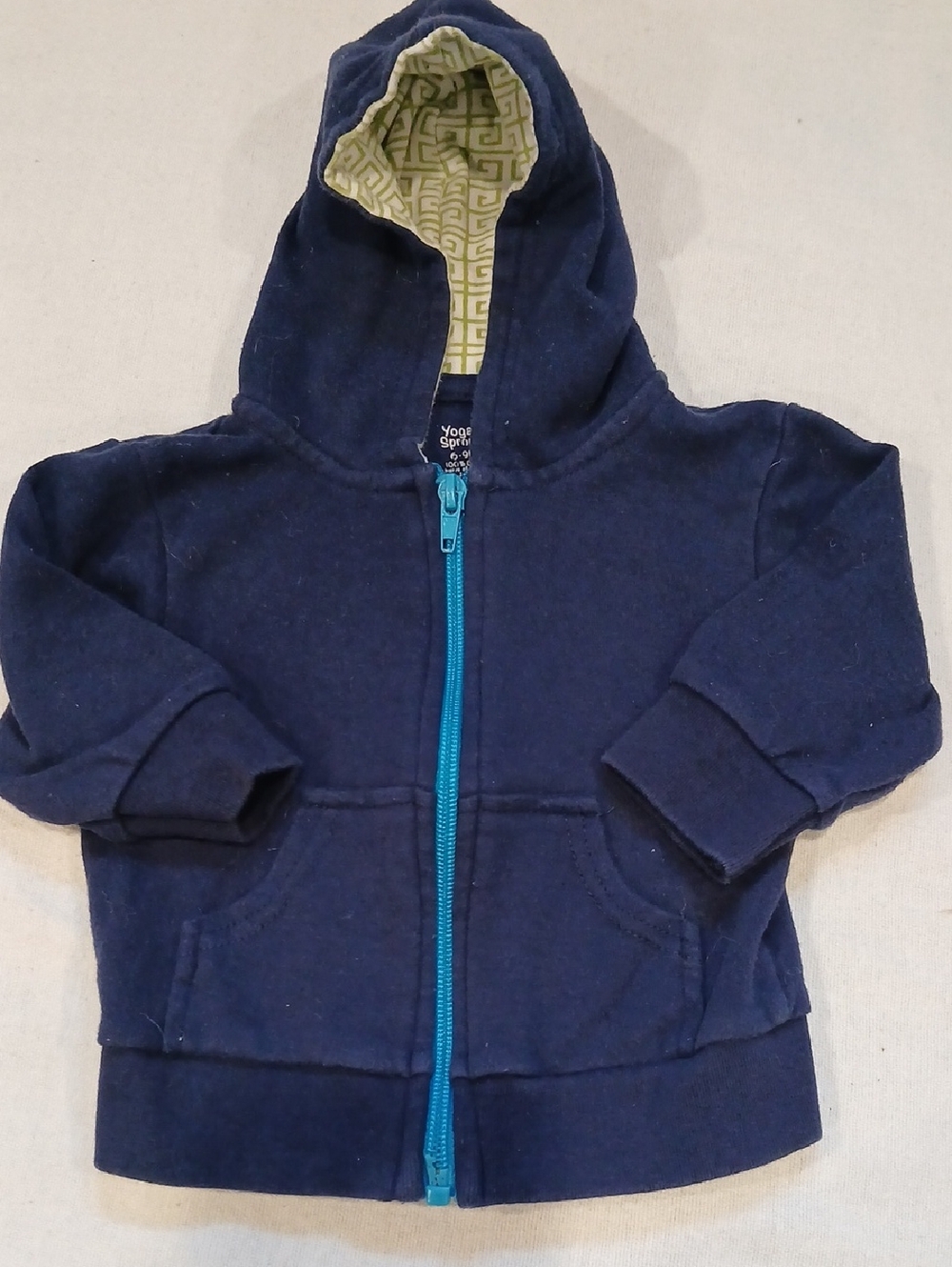 Yoga Sprout Navy Hooded Zip Sweatshirt for Kids with Teal Zipper